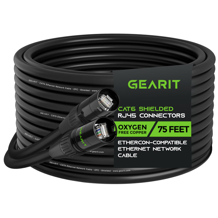 CAT6 EtherCON Cable for Pro Audio, Black - GearIT