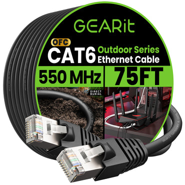 Cat6 Outdoor Ethernet Cable - 23AWG LLDPE Weatherproof Jacket S/FTP Direct Burial