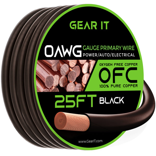 1/0 Gauge OFC Ground Wire - 0AWG Electrical Power Cable - 25 Feet - GearIT