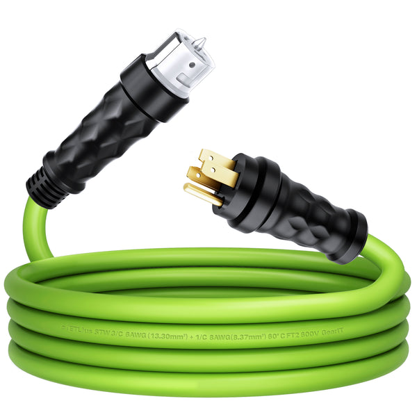 GearIT 50-Amp 6/3+8/1 AWG NEMA 14-50P to SS2-50R Twist Lock Connector STW Generator Extension Cord - GearIT
