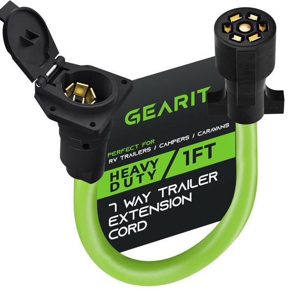 Heavy Duty 7 Way RV Trailer Extension Cord with Dust Cover GearIT